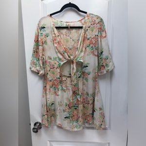 Raga Floral Short Sleeve Cutout Dress